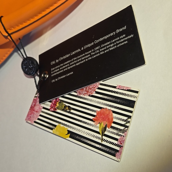 Christian Lacroix Nora Shoulder Bag Sherbet Rafia-Coral 8"Diameter X W-3" - Picture 8 of 13